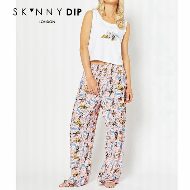 ルームウェア セット パジャマ スキニーディップ Skinny Dip ディズニー ミッキー タンクトップ パンツ ホワイト ピンク 通販 Lineポイント最大0 5 Get Lineショッピング