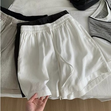 M-4XL 大尺碼韓版夏季休閒短褲A字寬腿褲時尚外穿薄款褲子