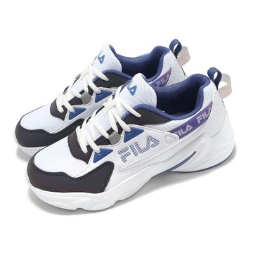 Fila 休閒鞋 HIDDEN TAPE 10 女鞋 白 藍 拼接 皮革 緩衝 老爹鞋 斐樂 5C329Z199
