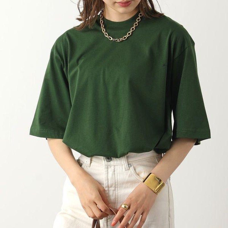 MARNI マルニ Tシャツ 【1枚単品】 HUMU0223EX UTCZ68 レディース 半袖 クルーネック ちびロゴ刺繍 カットソー コットン  オーバーサイズ 00W11/グリーン | LINEショッピング