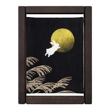 京都手繪亞麻畫框-兔子奔月