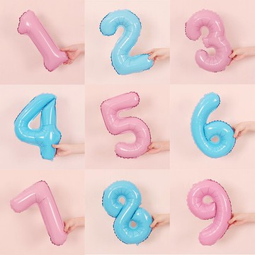 美版小號數字氣球兒童寶寶生日周歲派對背景墻布置婚禮婚慶用品