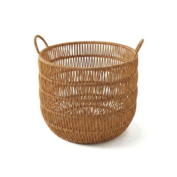好物良品 大款直徑41x43cm_日系仿藤編防水防霉洗衣籃雜物收納籃｜金屬骨架
