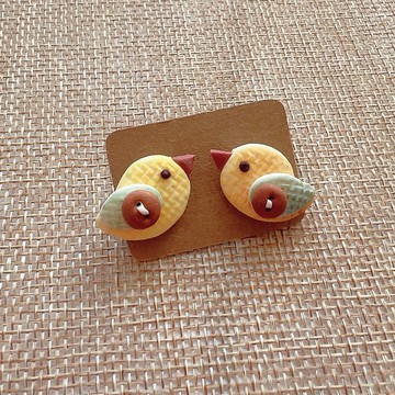 兔包布偶鳥手工軟陶耳針 耳釘 耳環 新手甜甜價限時限量