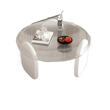 圓形茶幾客廳家用小戶型輕奢現代茶桌簡約創意鋼化玻璃茶幾