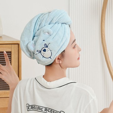 【CARE BEARS彩虹熊】珊瑚絨乾髮帽 藍