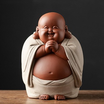 佛像 宗教擺件 家居擺件中式紫砂彌勒佛擺件大肚開心笑佛像招財喜慶客廳玄關博古架工藝品