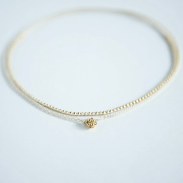 Tatting Lace × 珠飾 3WAY 項鍊 金色
