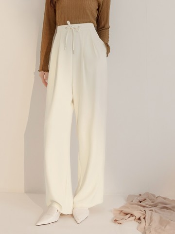 不易皺前打褶綁帶西裝寬褲(版型偏大)