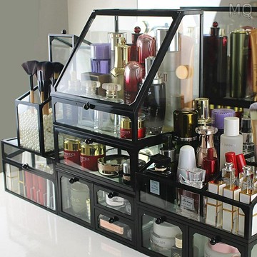 全新 北歐簡約儲物架護膚品收納盒桌面口紅化妝品梳妝臺置物架