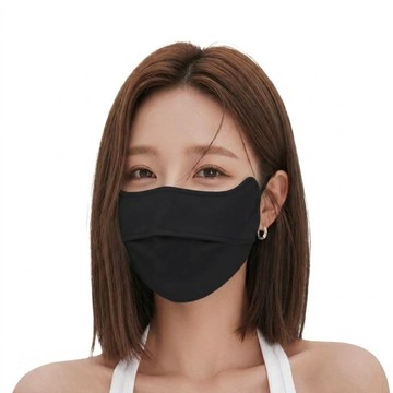 SEASONSBIKINI 超透氣顯臉瘦 冰涼感防曬面罩 SPF50+  黑色  均碼  1個