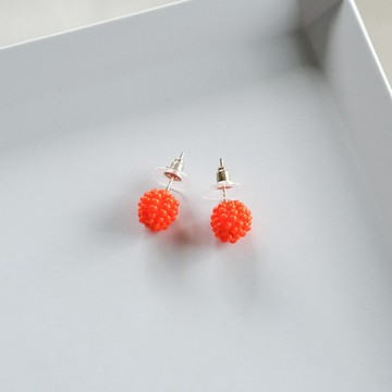 串珠耳環 dot orange