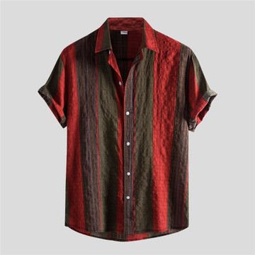 Summer 2022 Men Lapel Printed Casual Shirts夏季印花休閑襯衫