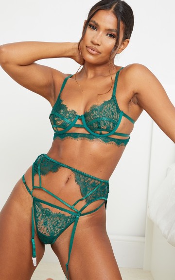 Emerald green lingerie sets