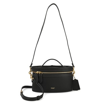 COACH Trail皮革迷你化妝手提包 肩背包 斜背包(黑色)194430｜GoBrand購名牌