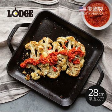 美國LODGE 主廚系列 美國製雙耳方形鑄鐵平底煎烤盤-28cm (LC11SGR)