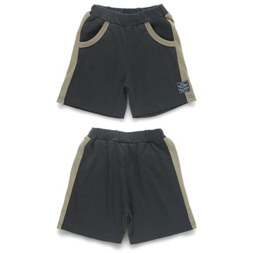 日本 BRANSHES - 接觸涼感 側邊撞色休閒短褲-黑