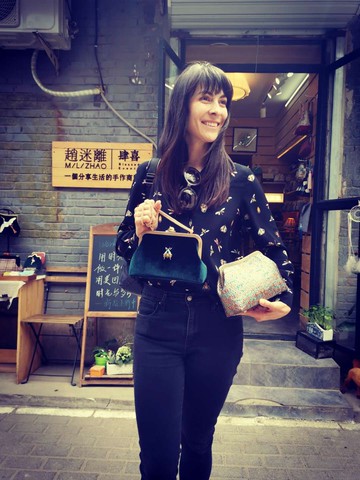 翡翠湖墨綠蜜蜂手提包斜挎包