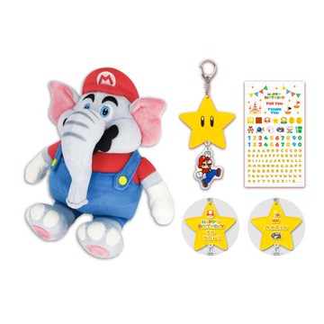 任天堂 超級瑪利歐 無敵星 吊飾 無敵星星+大象瑪利歐娃娃
