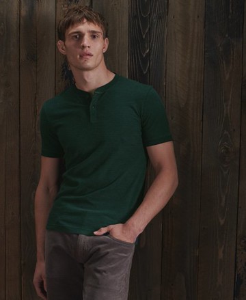 Superdry Men's Men's Organic Cotton Short Sleeve Henley Top Green / Enamel Green Feeder - Size: Xxl