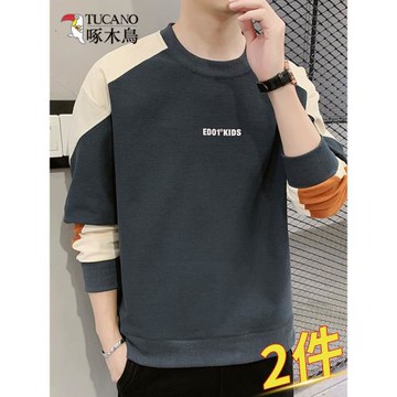 啄木鳥長袖t恤男士春秋季潮牌寬松痞帥衛衣秋冬男款打底衫上衣服