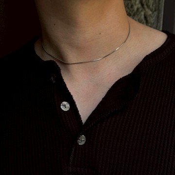 VOYEZ｜🇰🇷蛇骨極簡鎖骨項鍊｜韓系霧銀質感・不挑膚日常百搭款