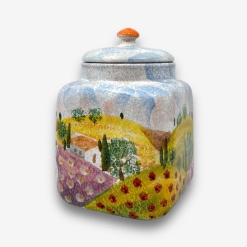 義大利手工陶-NS曙光 置物罐 餅乾罐 廚房儲物罐 有蓋罐 16cm