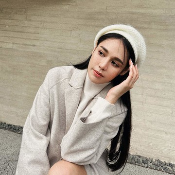 馬海毛針織貝雷帽-米白【KT27341】