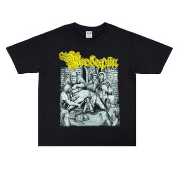 歐美死亡金屬樂隊Brodequin搖滾印花個性T恤短袖寬松純棉男女同款