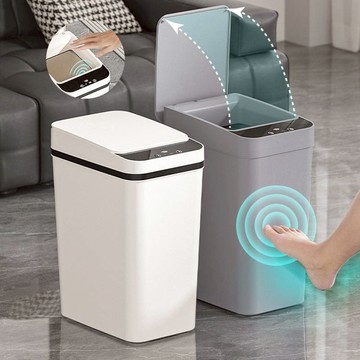 自動感應式開蓋垃圾桶12公升電池款 兩色可選 024529 12公升電池款-灰色