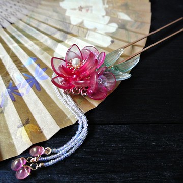 重華髮釵(紅+金粉款)-共六色