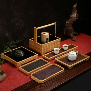 精品大漆玉竹茶盤高檔席面竹制日式干泡臺茶道茶具托盤收納盤包郵