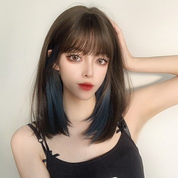 【巴黎精品】現貨+預購 中長假髮透氣假髮片輕量假髮免打理隱形增髮整頂假髮角色扮演-掛耳染鎖骨髮a1bw55