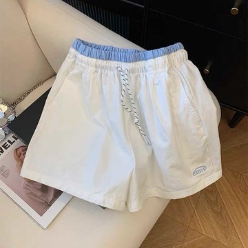 🚀台灣出貨新品特惠🚀日本🇯🇵 刺繡抽繩運動短褲女夏季薄款小個子外穿高腰顯瘦a字闊腿褲五分褲