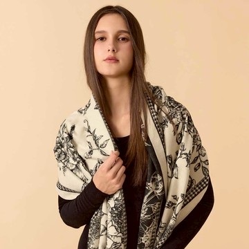 【追加到貨】SO NICE 法式花卉印花雙色圍巾