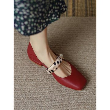 雨絲家~絕美不調腳型~真皮方頭瑪麗珍鞋女早春夏新款巨軟平底單鞋