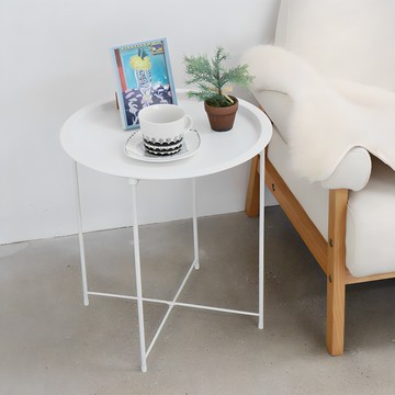 PaN EASY LIFE 羅倫托盤圓形邊桌  白色