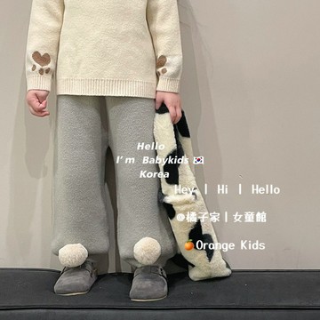 Orange Kids🍊女童長裤 台灣出貨 小中童褲 寶寶針織褲 女童毛衣奶奶褲 韓版秋冬兒童防風束腳褲子潮