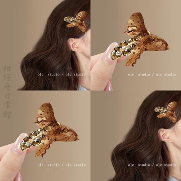 🔥3件8折🍊臺北出貨🍊可開發票晶紗蝶韻~薄紗波點蝴蝶結水鑽髮夾時尚清新氣質側邊夾2026盤發器