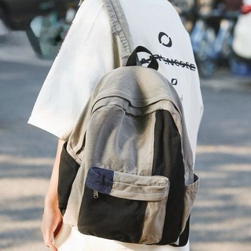 【限時下殺價】嚴選日系復古森系帆布雙肩包ins撞色垂墜感小衆休閒學生揹包創新