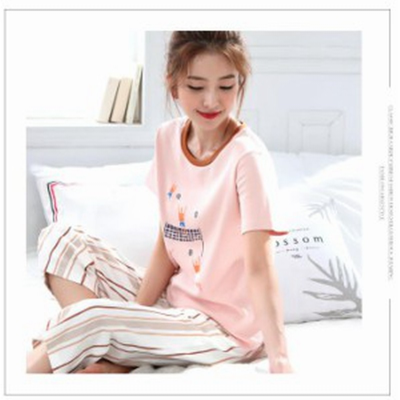 中袖 上下セット 可愛い パジャマ レディース 部屋着 ルームウェア 姫系 棉 レース 可愛い 快適 ｔシャツ パンツ 綿 通販 Lineポイント最大get Lineショッピング