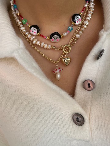 新年禮物日式 相樸 手繪 珍珠 和風頸鏈