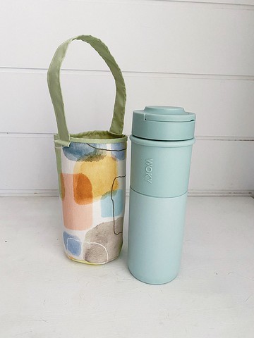 hairmo 水彩色塊飲料手提袋-布質(大象杯/手搖/梅森/良杯)