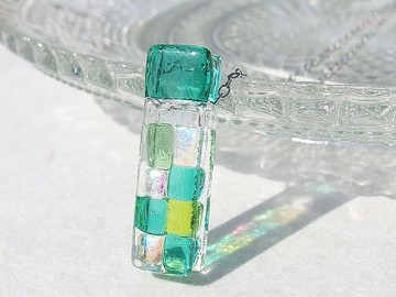 極光玻璃（極光【迷你】【翡翠】）鍊式項鍊【可改香吊墜】【棉繩，銀925可選】【定做】