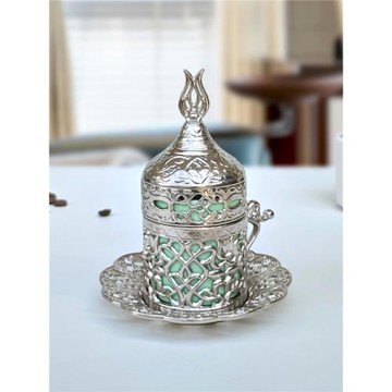 土耳其進口咖啡杯子經典銅合金復古銀色套裝帶蓋歐式小眾奢華精致