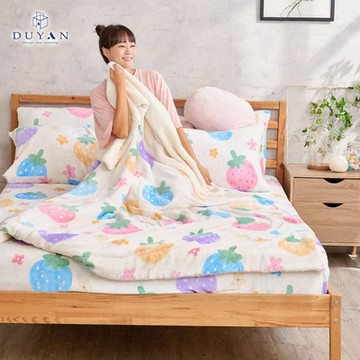 【DUYAN 竹漾】法蘭絨羊羔絨毯 / 草莓乳酪