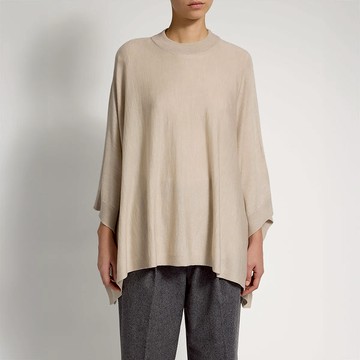 Strathberry - Fine Knit Poncho - Beige / Natural