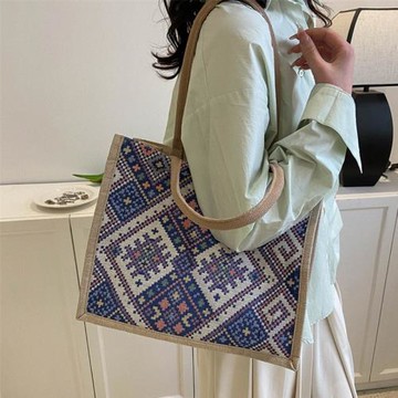 高級感大容量帆布包包2023新款時尚通勤購物袋ins手提單肩托特包