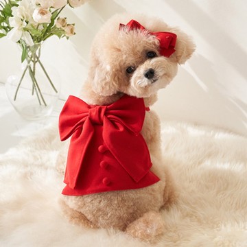 寵物服飾-蝴蝶絲帶短版 Merry Ribbon-背心-紅 韓國it’s 寵物衣服  狗狗衣服 小型犬服飾