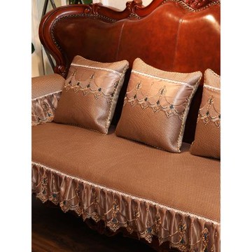 歐式沙發墊夏季夏天款涼席高檔奢華防滑套罩冰絲藤席美式輕奢坐墊